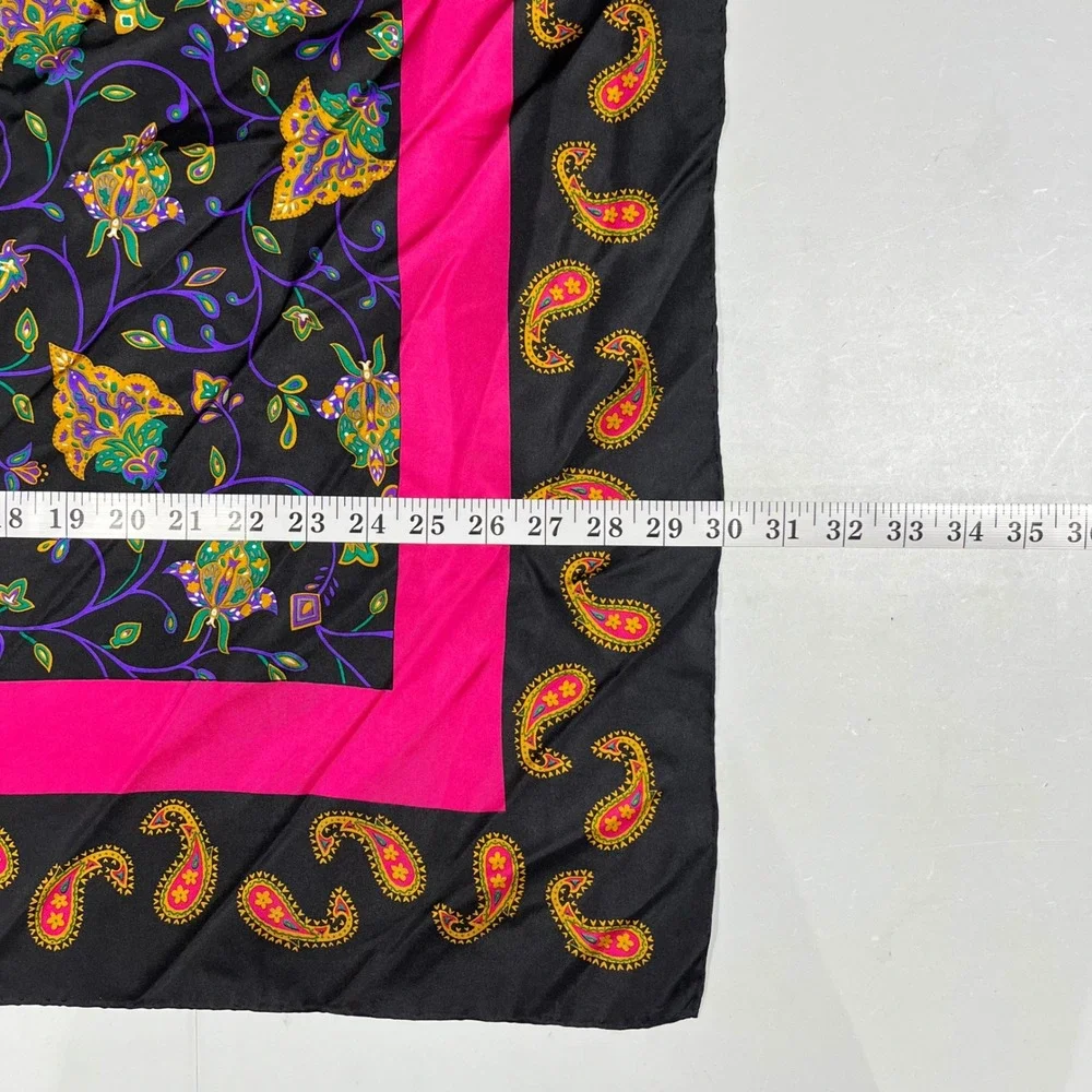 Bill Blass VTG 90s Silk Scarf Old Money Retro Paisley Floral Large Square 30x30